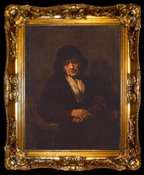 framed  REMBRANDT Harmenszoon van Rijn Portrait of an old Woman, ta009-2